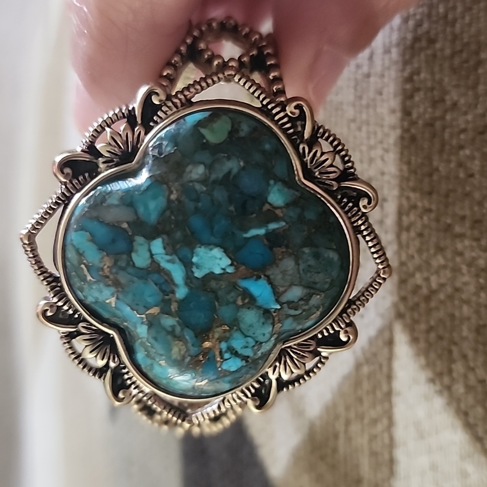 Studio Barse Turquoise Blue Stone Cuff Bracelet - Picture 5 of 7